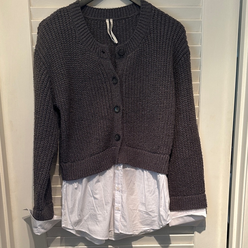 Anthropologie Charcoal Cardigan Sweater